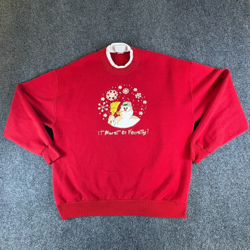 Vintage Day Breeze Frosty The Snowman Sweatshirt Womens Red Graphic READ